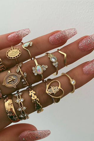 15PCS Simple Alloy Ring