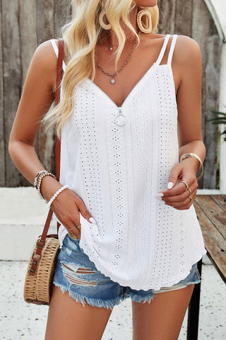 Double Straps V Neck Hollow Casual Tops