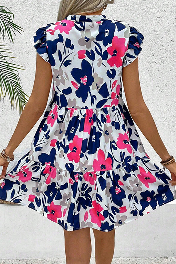 Cute Floral Print High Waist Mini Dress – Beachsissi