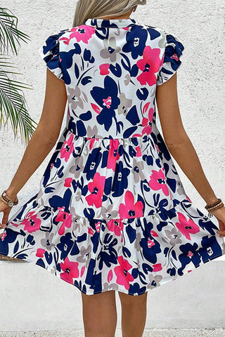Cute Floral Print High Waist Mini Dress