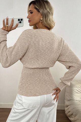 Long Sleeve V Neck Solid Casual Tops