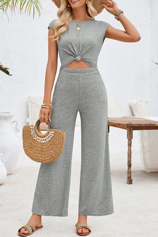 Knot Design Solid Casual Jumpsuits