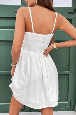 Fashion Solid Color Smocked Waist Mini Dress