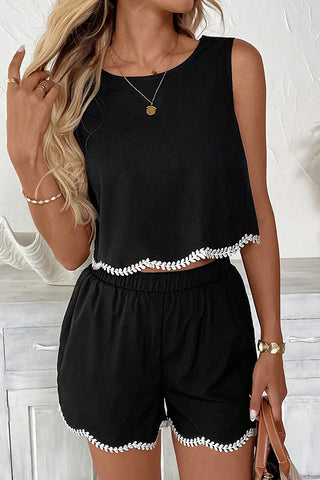 White Trim Color Block Two Piece Set