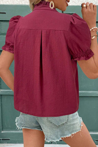 Bohemian Embroidered Puff Sleeve Casual Tops