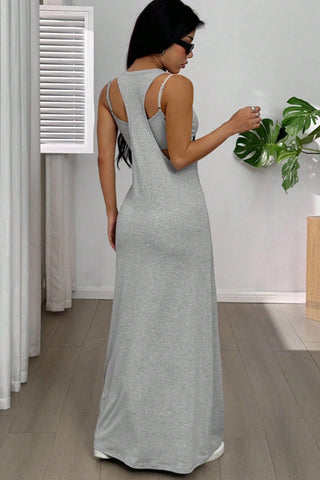 Solid Color Two Piece Set Maxi Dress