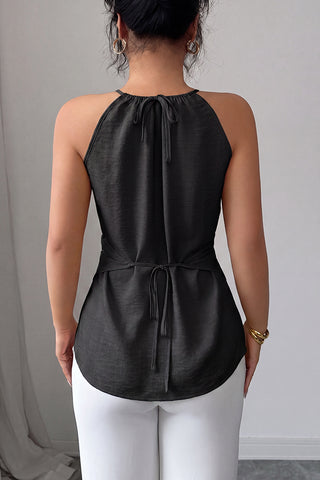 Fashion Criss Cross Solid Color Casual Tops