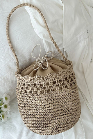French style Hollow Woman Cute Weave Handbag