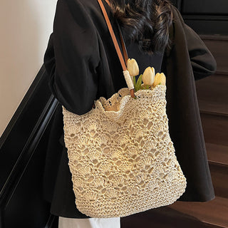 Fashion Bohemia Color Block Weave Handbag