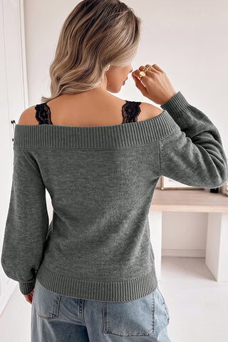 Lace Patchwork Long Sleeve Casual Tops