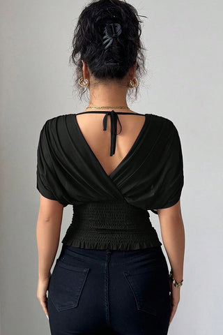 Fashion V Neck Solid Color Casual Tops