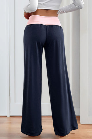 Fashion Low Waist Color Block Loose Fit Pants