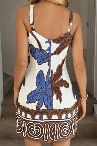 Fashion Printed Color Block Mini Dress