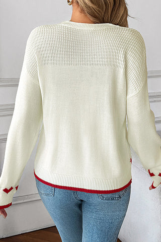 Heart Design Round Neck Casual Tops