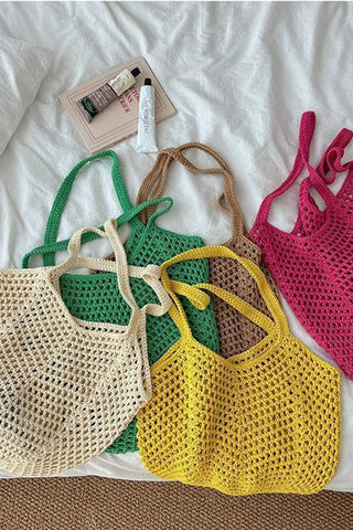 Fashion Solid Color Weave Handbag