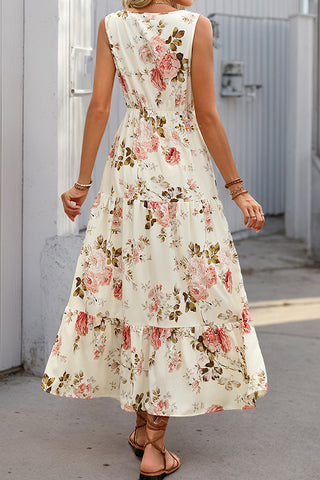 High Waist Floral Print Maxi Dress