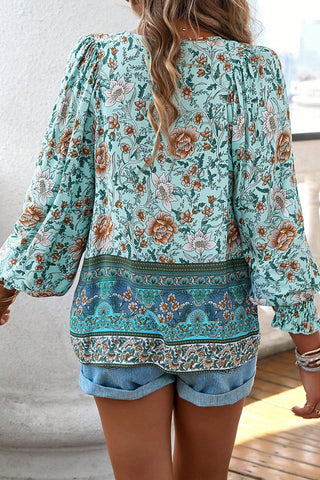 Fashion Floral Print Long Sleeve Casual Tops