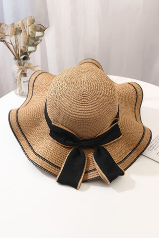 Fashion Color Block Bow Weave Hats