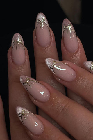 French-style Simple Bow False Nail Tips