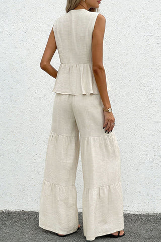 Solid Color Tie Front Two Piece Set