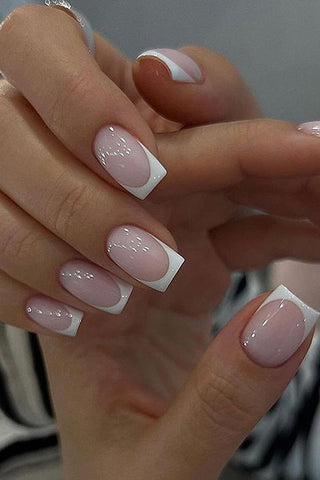 French Design Short Square False Nail Tips