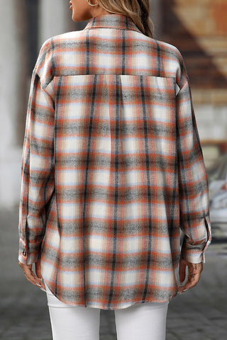 Plaid Print Lapel Open Front Casual Shirt