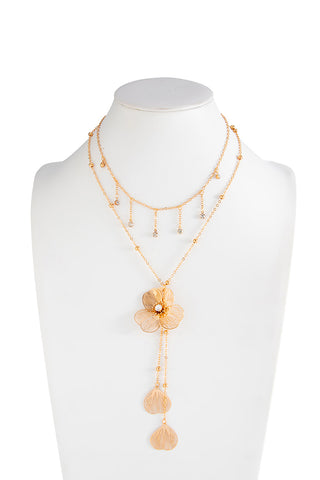 3D Ginkgo Leaf Flower Tassel Necklace