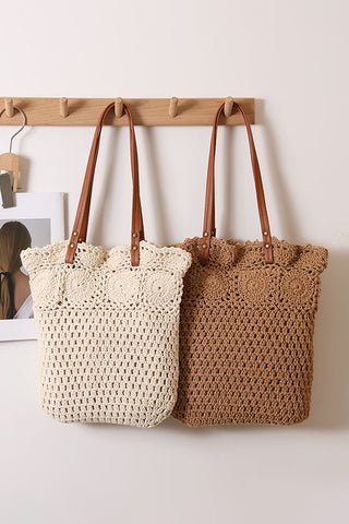 Fashion Flower Design Hollow Weave Bag