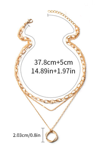 Fashion Circle Charm Layered Necklace