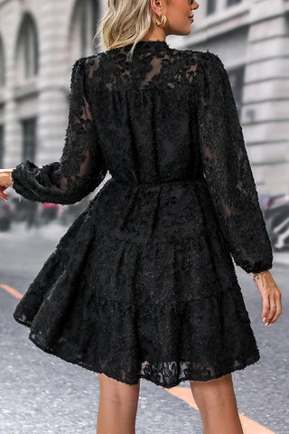 Lace Patchwork Solid Color Long Sleeve Dress