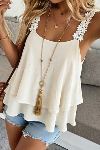 Lace Patchwork Layered Casual Top