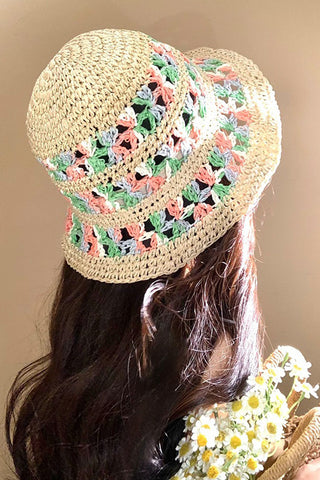 Color Block Hollow Weave Hat