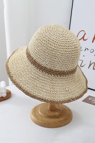 Color Block Hollow Casual Straw Hat