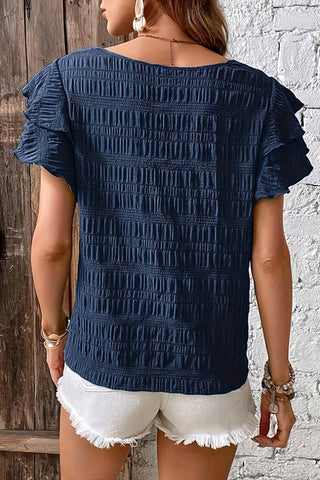 Solid Layered Sleeve Round Neck Top