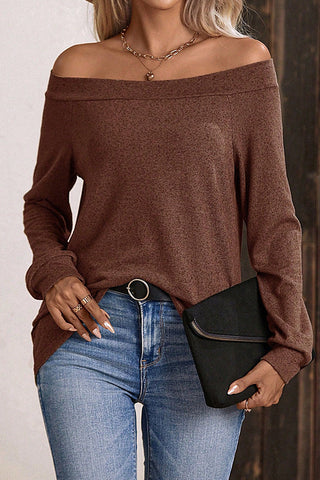 Off The Shoulder Solid Color Casual Top