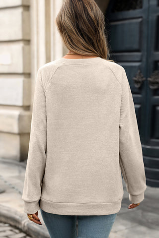 Solid Color V Neck Long Sleeve T-Shirt