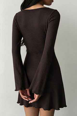 Fashion Solid Color Long Sleeve Mini Dress