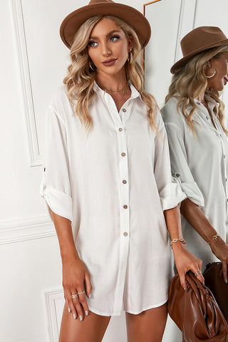 Solid Color Lapel Single Breasted Shirt Top