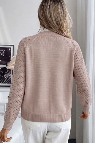 Lace Patchwork Color Block Button Detail Sweater