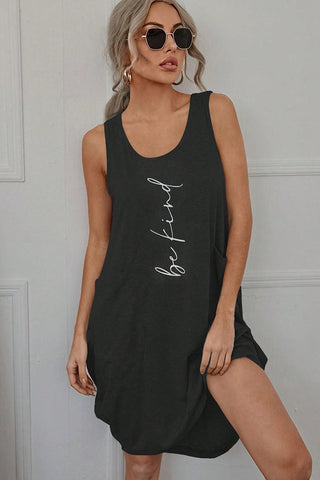 Fashion Printed Sleeveless U Neck Pocket Dress