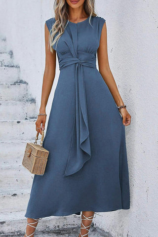 Fashion Solid Color Knot Front Casual Dress