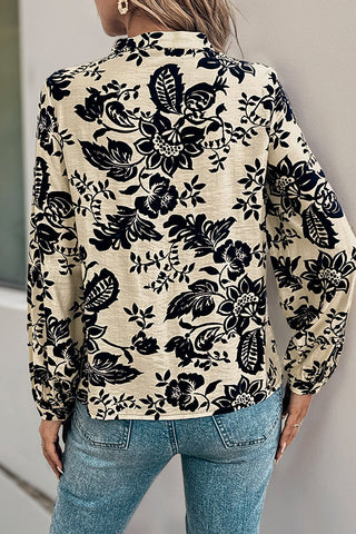 Fashion Vintage Printed Stand Collar Shirt