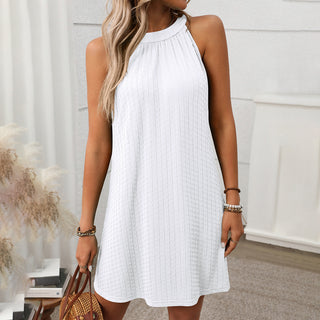 Fashion Solid Color Round Neck Casual Dress