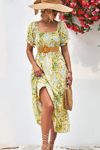 Off The Shoulder Printed Smocked Dress