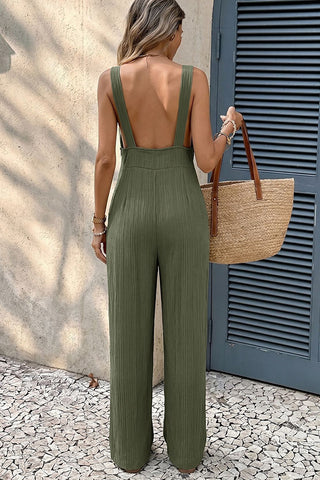 Resort Style Solid Color High Waisted Jumpsuit