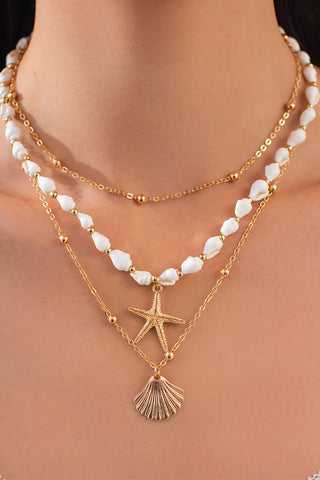 Starfish Scallop Shells Layered Necklace