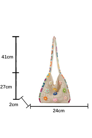 Fashion Flower Design Hollow Weave Bag