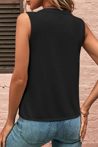 Solid Color Pleated V Neck Casual Tops