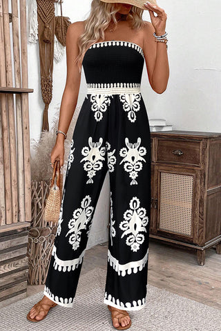 Bohemian Style Bandeau Printed Jumpsuit