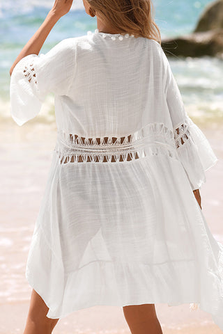 Fashion Solid Color Hollow Swimsuit Cover Up